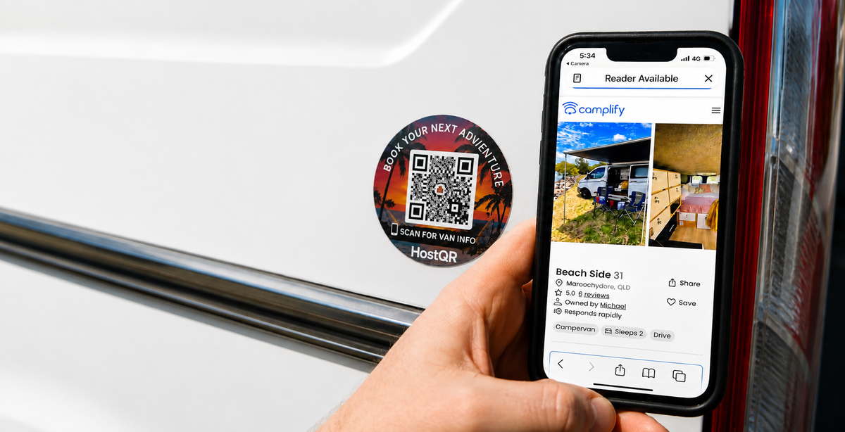 HostQR QR sticker on camper van